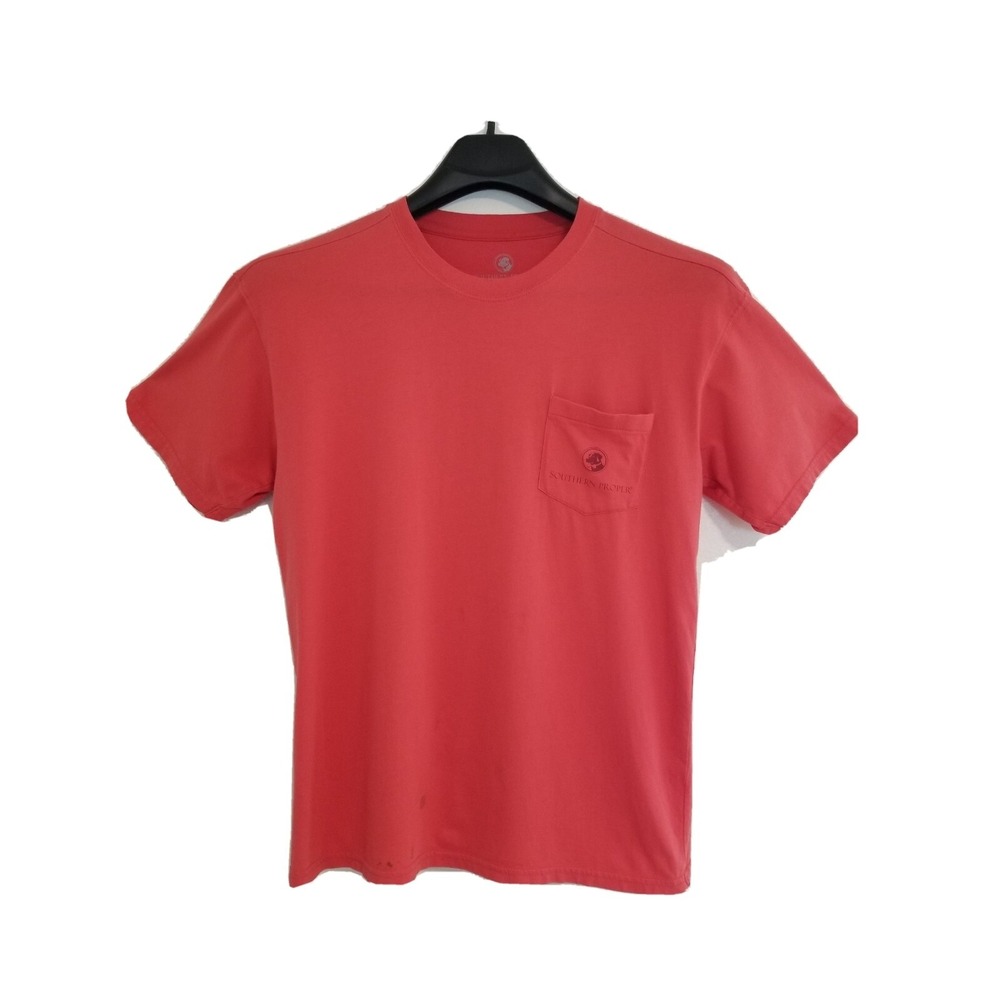 Southern Proper Men's Red Pocket‎ Short Sleeve T-Shirt Top Size Medium PRE-OWNED